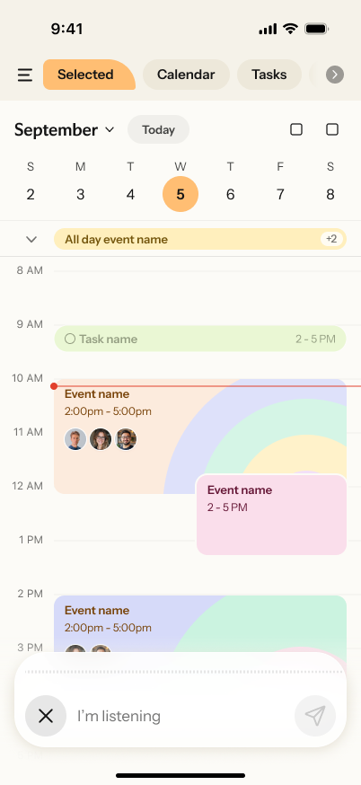 Nori listening to a voice request over the family calendar